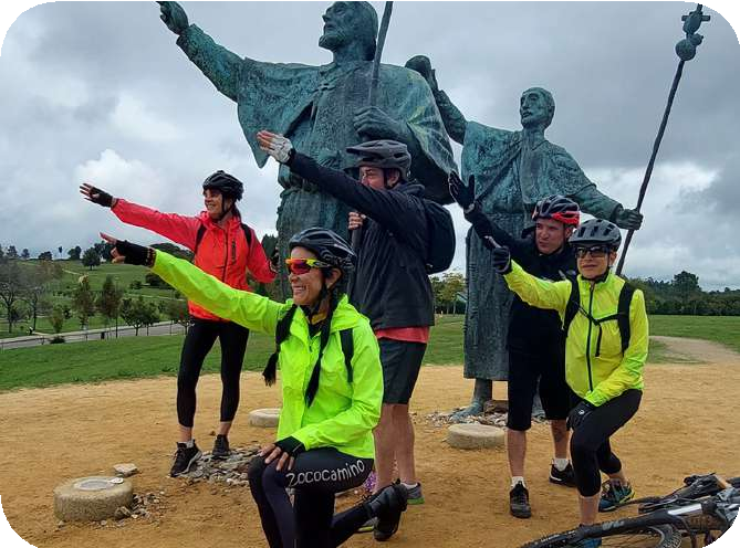 Cyclists on a Camino stage